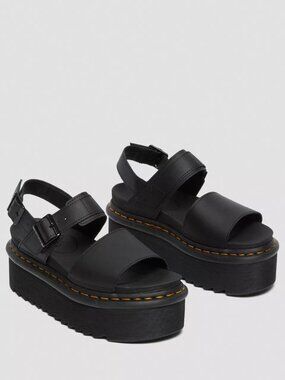 Dr. Marten Black Platform Voss Quad Sandals. Gently Used, Size 7
